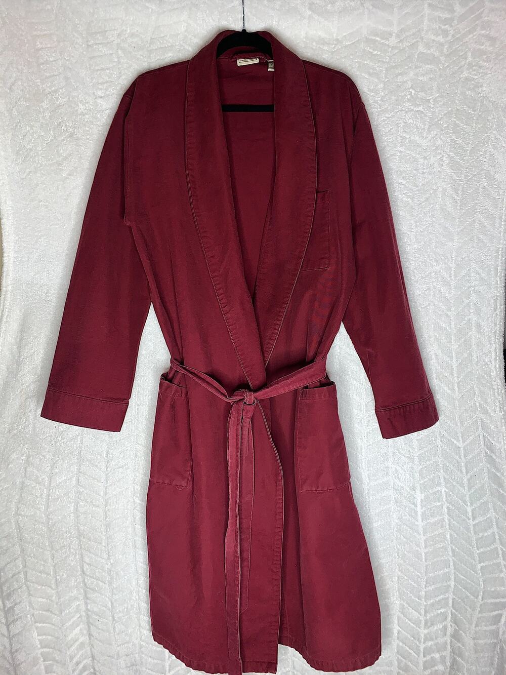 L.L. Bean Open Front Belted Trench Coat Burgundy